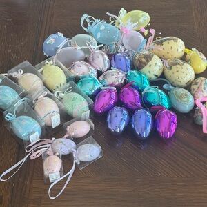 Vintage Easter Egg Ornament Mixed Lot Glass, Plastic, Paper Mache, Foam